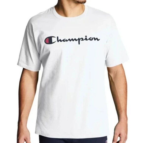 Champion Classic Script Logo short sleeve shirt, white, Medium NWT! - Picture 2 of 3